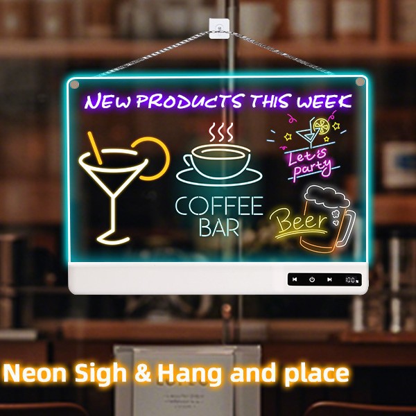 Led Drawing Board,16-Inch Rechargeable Doodle Glow LED Note Board