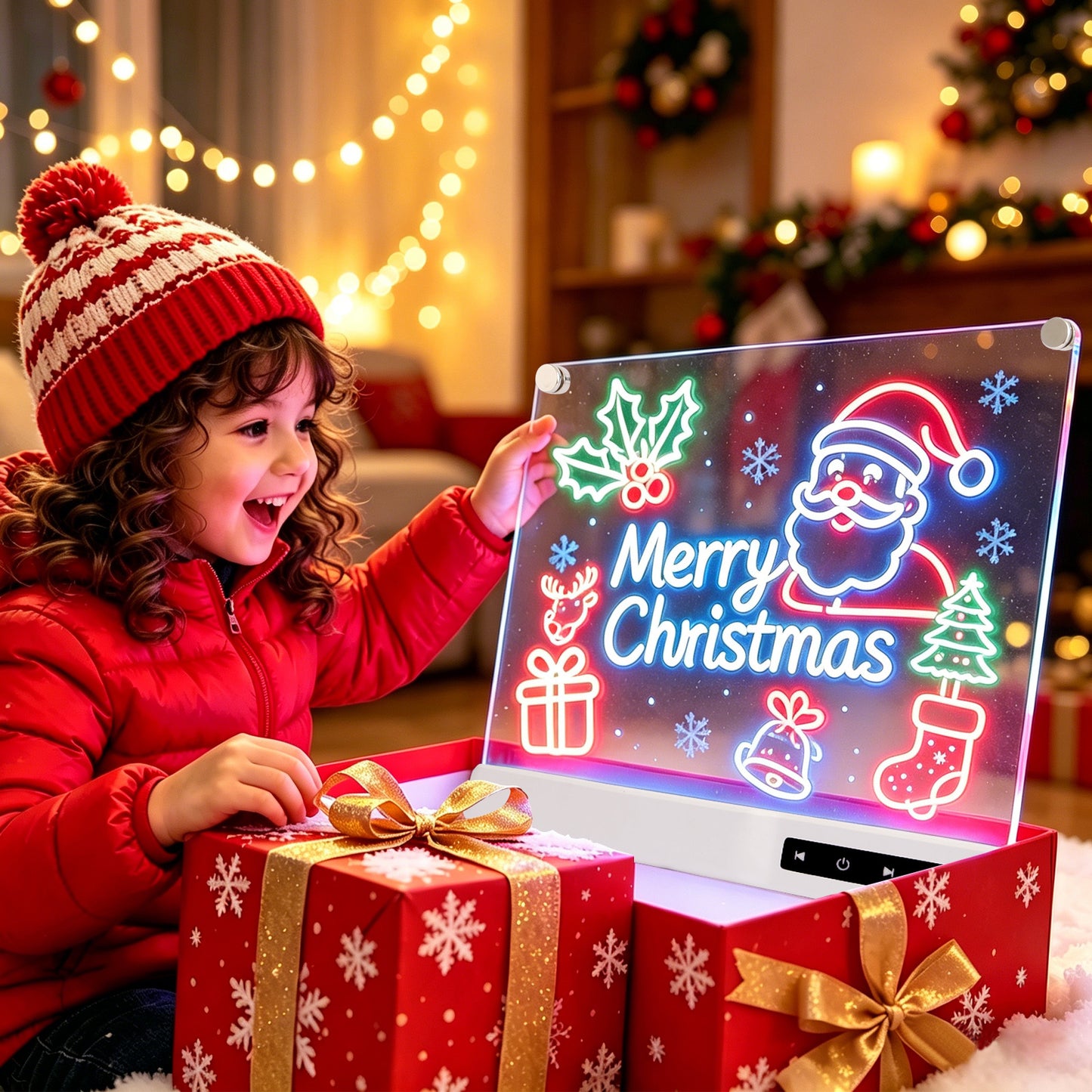 Led Drawing Board,16-Inch Rechargeable Doodle Glow LED Note Board